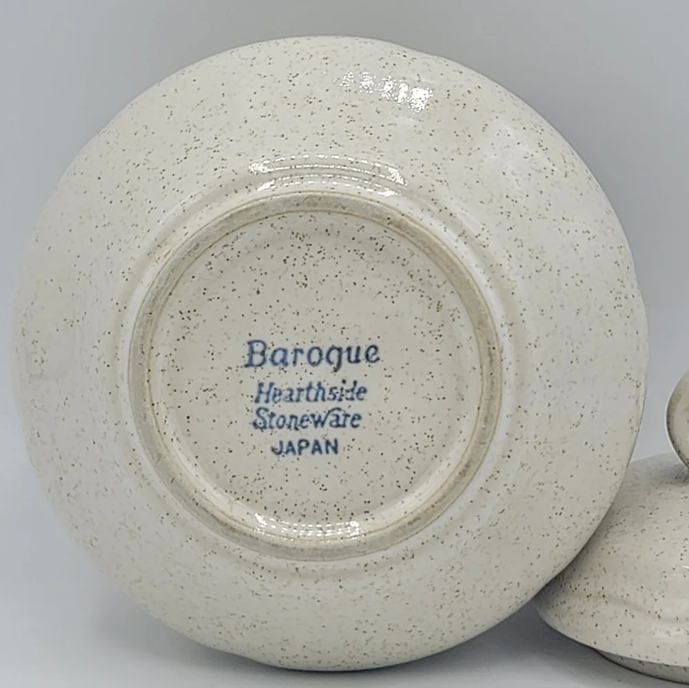 Ironstone Japan Creamer + Hearthside Baroque Sugar Bowl Speckled 70s Tableware